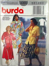 4068 Burda 2 PIECE DRESS BOXY SHIRT, tie belt,  FLARE SKIRT PATTERN 18-28 sealed uncut